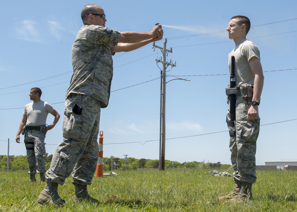102nd Security Forces Defenders conduct pepper spray training