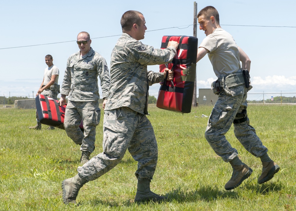 102nd Security Forces Defenders conduct pepper spray training