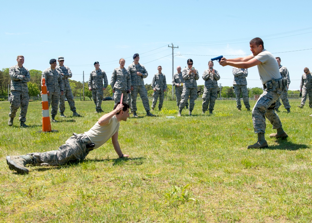 102nd Security Forces Defenders conduct pepper spray training