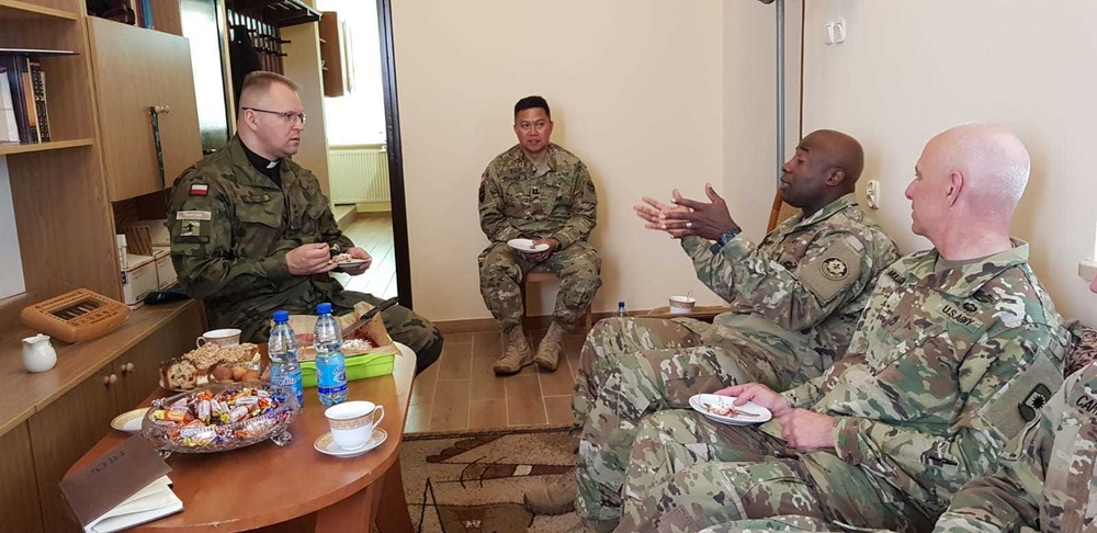 Army Reserve Soldiers build relationship with Polish bishop, support Saber Strike 18