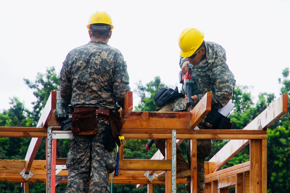 230th Vertical Engineer Company begins constructing micro-shelters in Pahoa