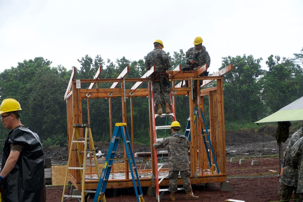 230th Vertical Engineer Company begins constructing micro-shelters in Pahoa