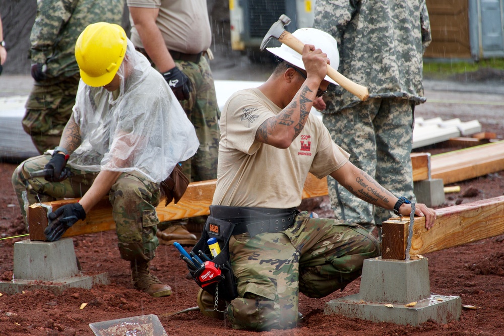 230th Vertical Engineer Company begins constructing micro-shelters in Pahoa