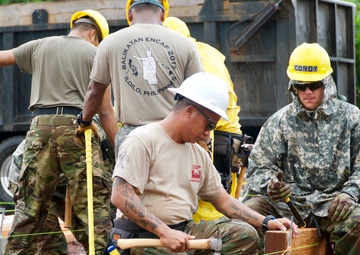 230th Vertical Engineer Company begins constructing micro-shelters in Pahoa