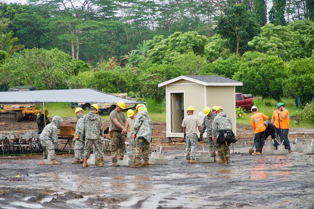 230th Vertical Engineer Company begins constructing micro-shelters in Pahoa