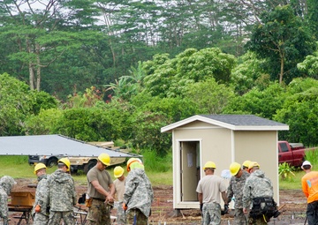 230th Vertical Engineer Company begins constructing micro-shelters in Pahoa
