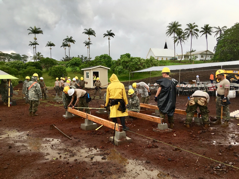 230th Vertical Engineer Company begins constructing micro-shelters in Pahoa