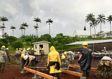 230th Vertical Engineer Company begins constructing micro-shelters in Pahoa