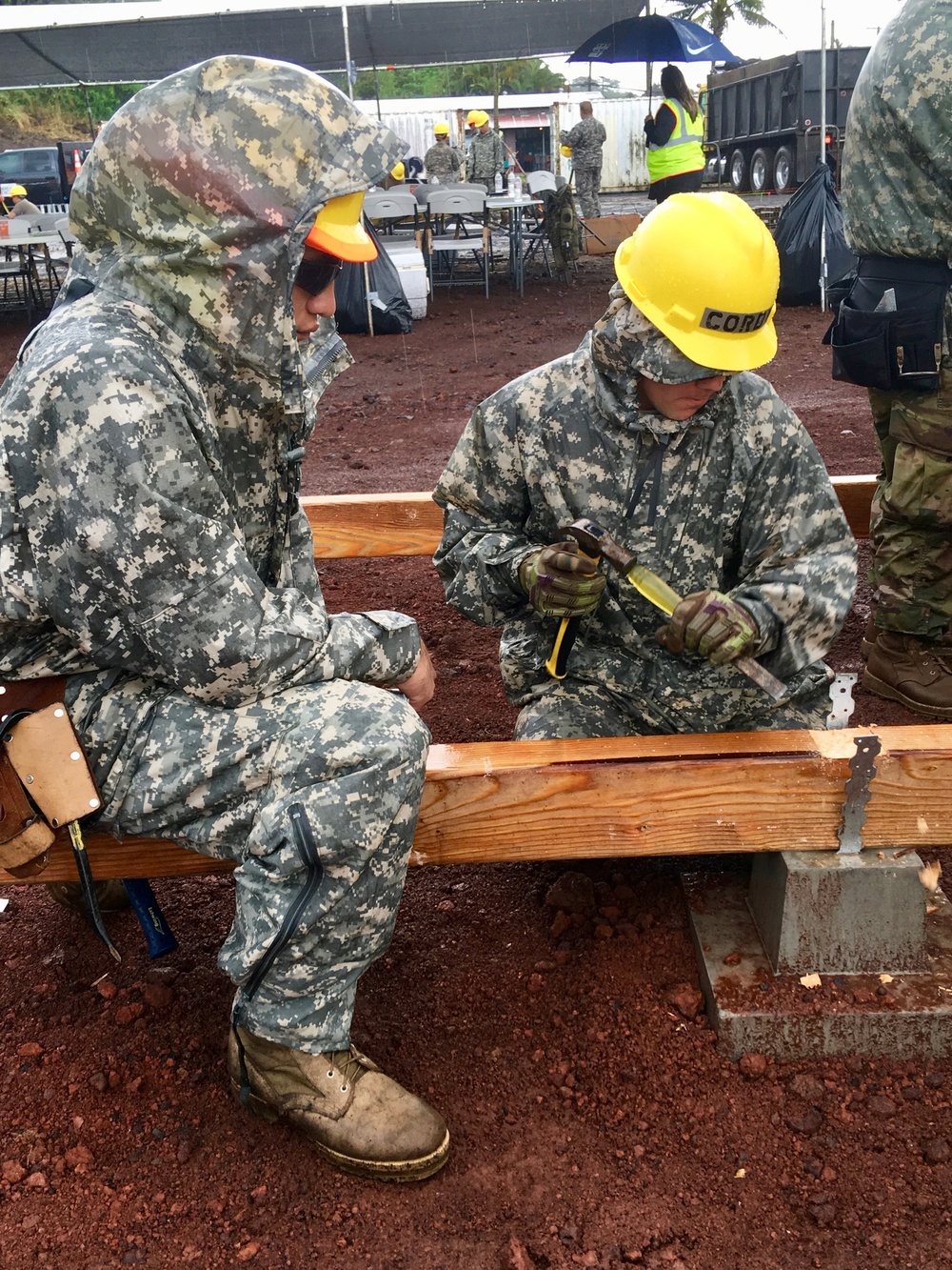 230th Vertical Engineer Company begins constructing micro-shelters in Pahoa