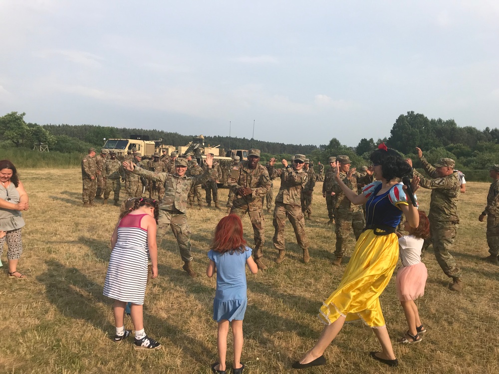 2-8 CAV, 1st Armored Brigade Combat Team, 1st Cavalry Division at community event in Poland during Saber Strike