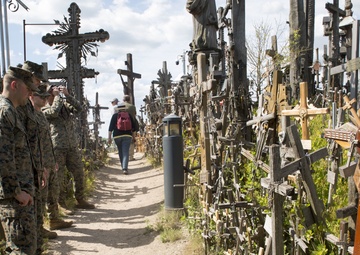 Saber Strike 18 Marines Visit Historic Hill of Crosses