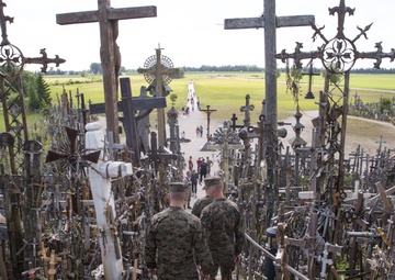 Saber Strike 18 Marines Visit Historic Hill of Crosses