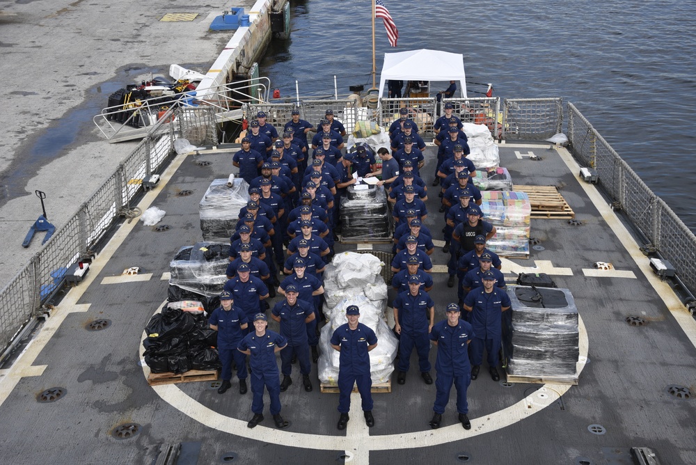 Coast Guard Cutter Campbell offloads 14,000 pounds of cocaine in Port Everglades