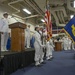 USS America Sailor perfoms national anthem during ceremony