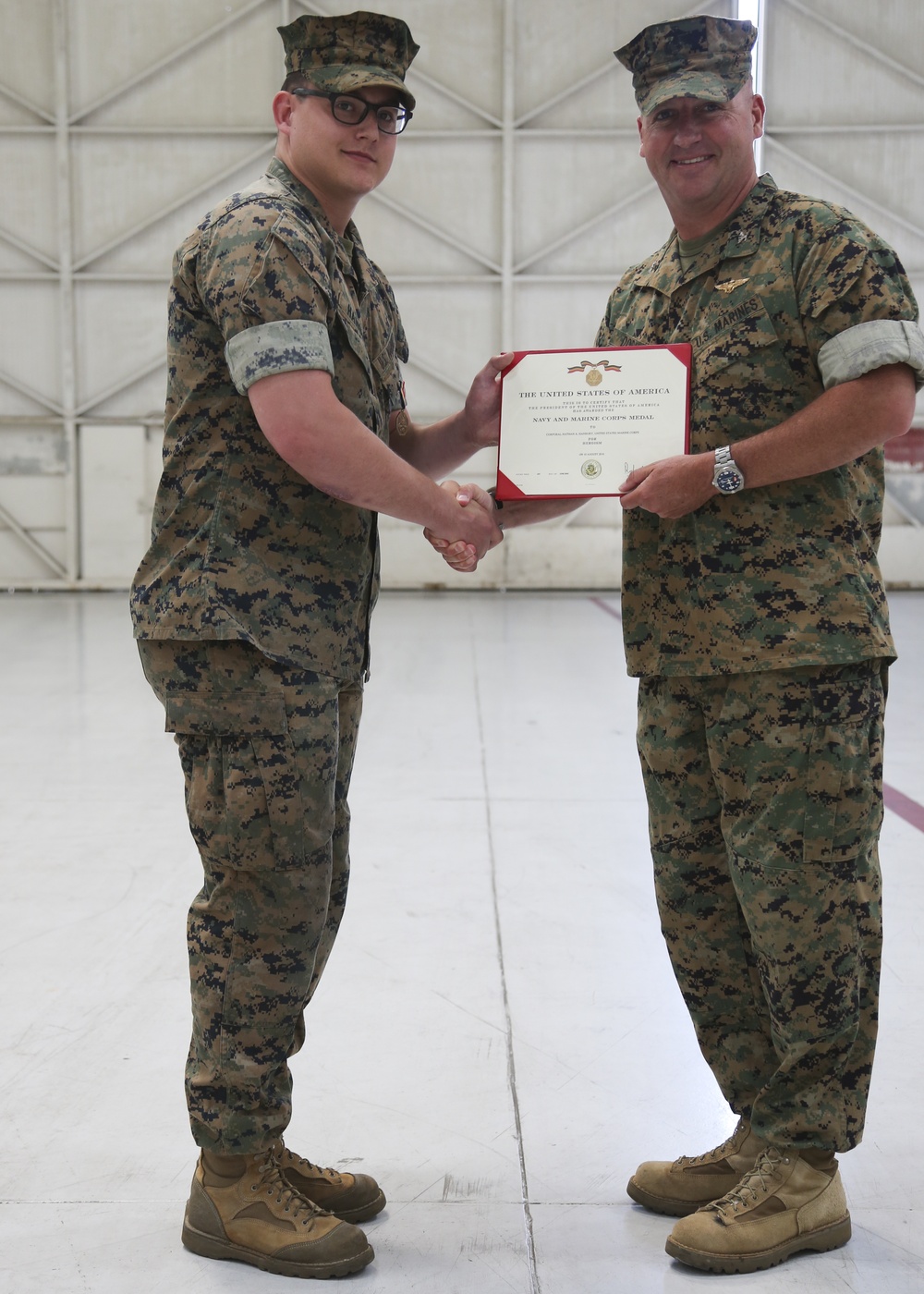 Navy and Marine Corps Medal awarded to 3rd MAW Marine for live-saving actions