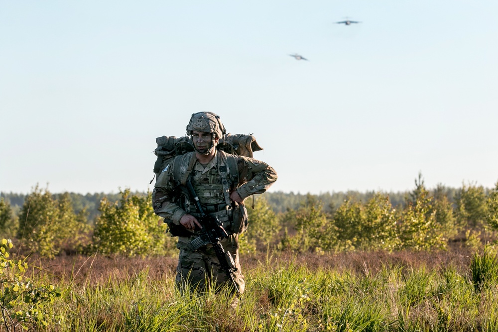 82nd Airborne Division Paratroopers Jump Into Latvia