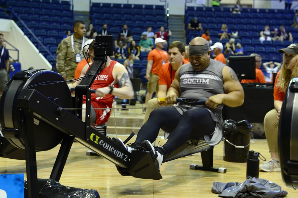 Team SOCOM competes in indoor rowing in the 2018 Warrior Games