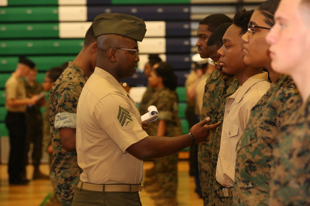 CBIRF Marines and Sailors volunteer for St. Charles High School JROTC uniform inspection