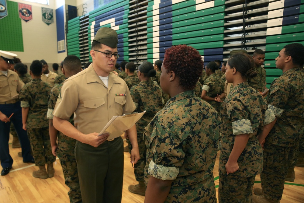 CBIRF Marines and Sailors volunteer for St. Charles High School JROTC uniform inspection