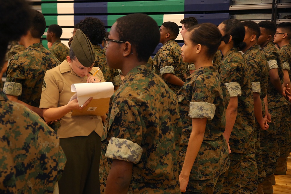 CBIRF Marines and Sailors volunteer for St. Charles High School JROTC uniform inspection