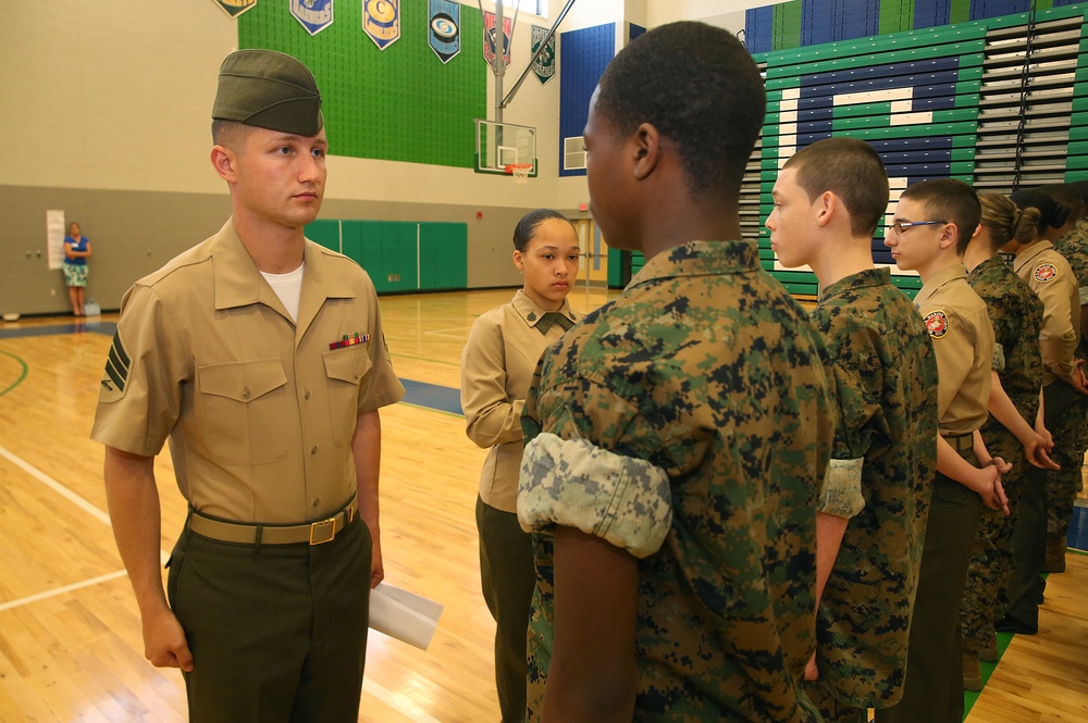 CBIRF Marines and Sailors volunteer for St. Charles High School JROTC uniform inspection