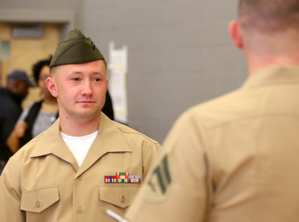 CBIRF Marines and Sailors volunteer for St. Charles High School JROTC uniform inspection