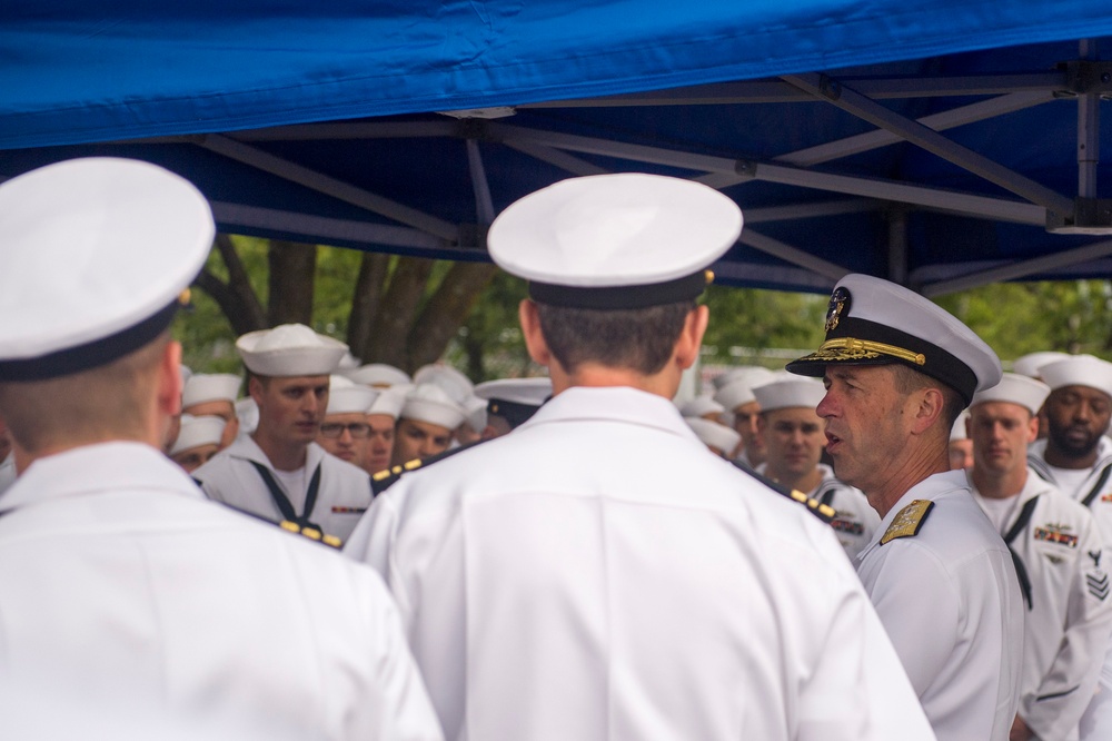 CNO Talks With Sailors During Rose Festival