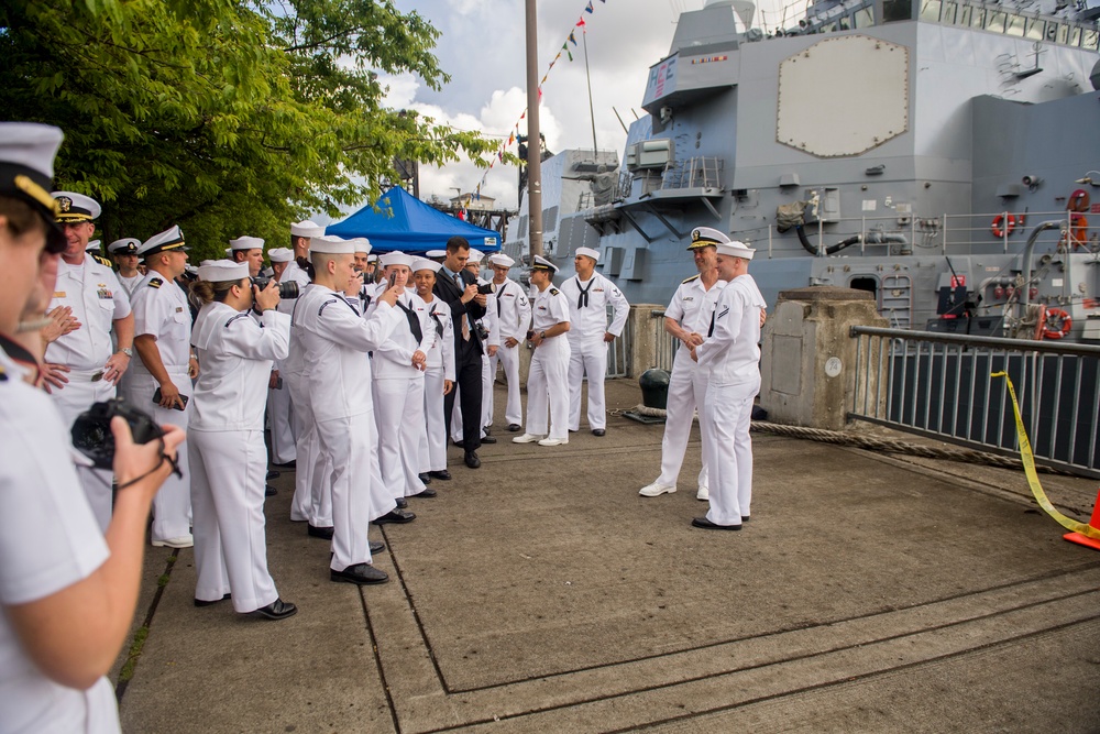 CNO Talks With Sailors During Rose Festival