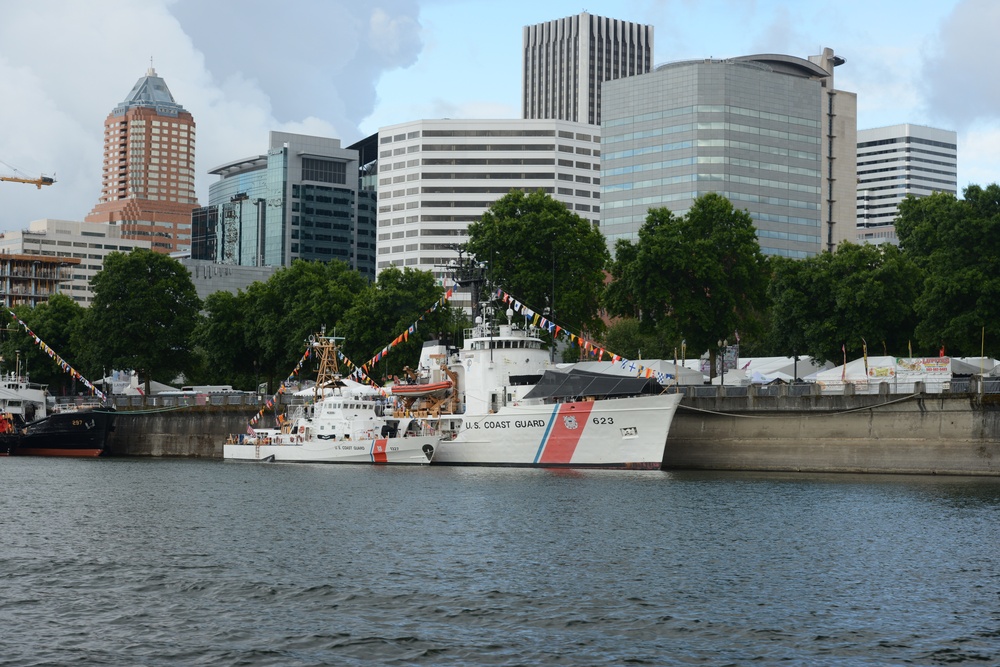 Coast Guard cutters on the Portland, Ore. waterfront