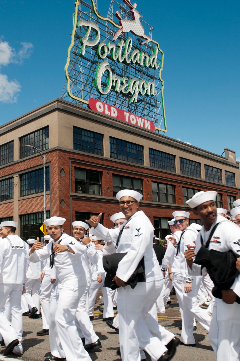 Navy Sailors Join The Rose Festival Parade