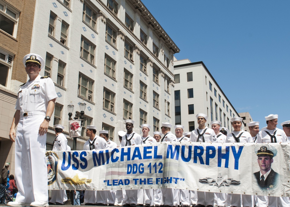 US Navy Sailors Join The Rose Festival Parade
