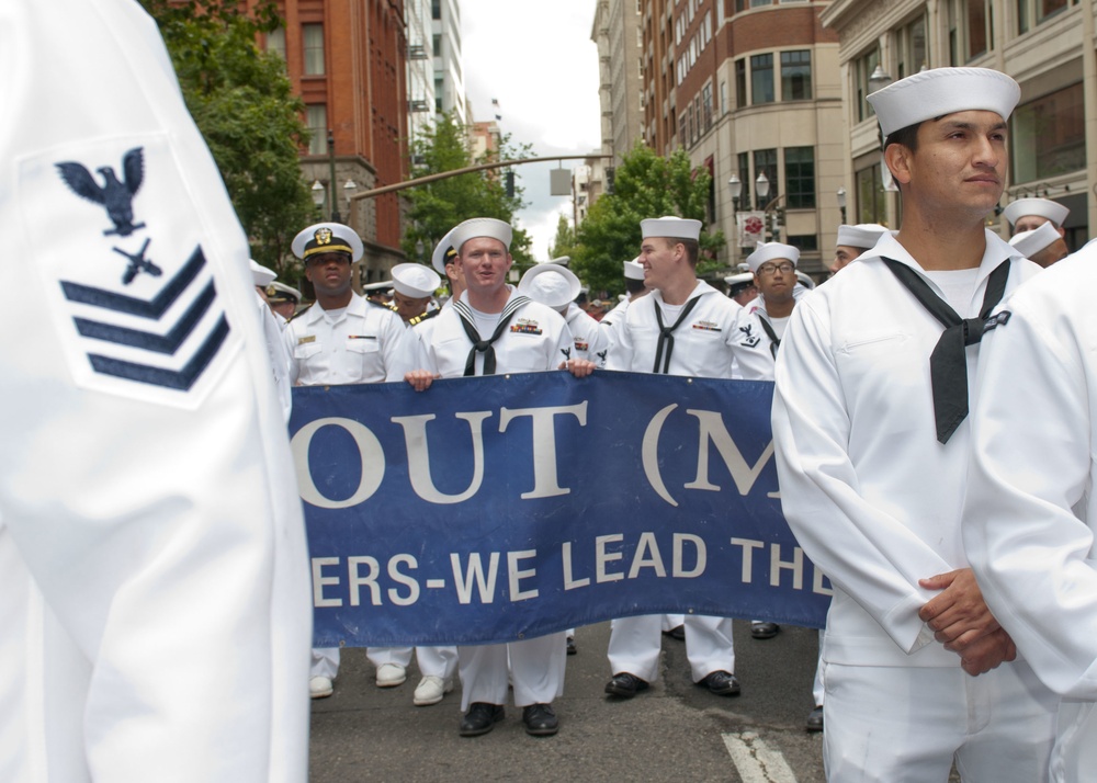 US Navy Sailors Join The Rose Festival Parade