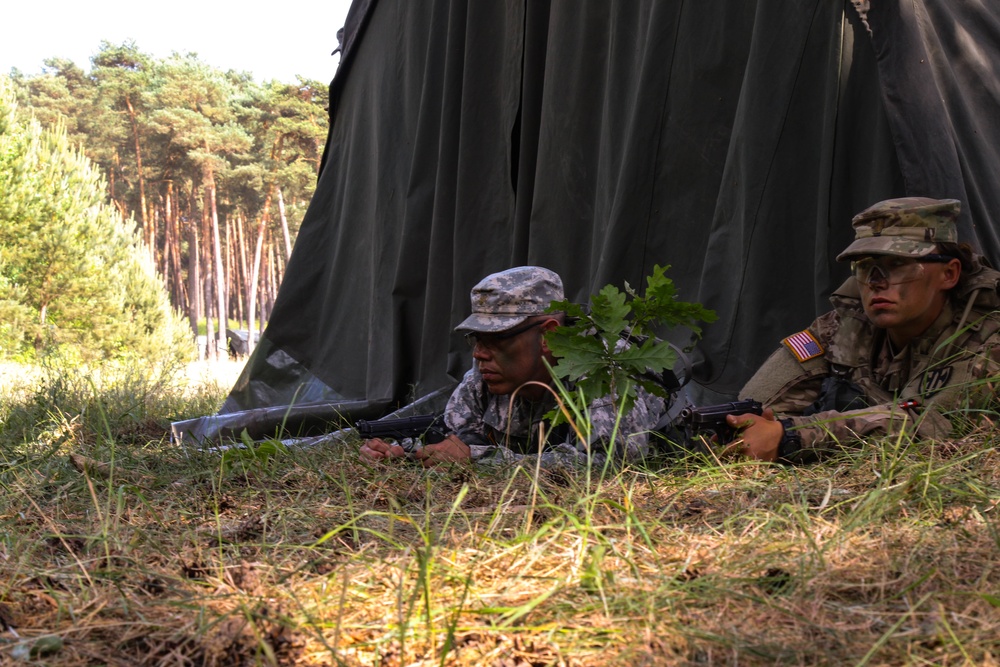 Military police react to simulated ambush