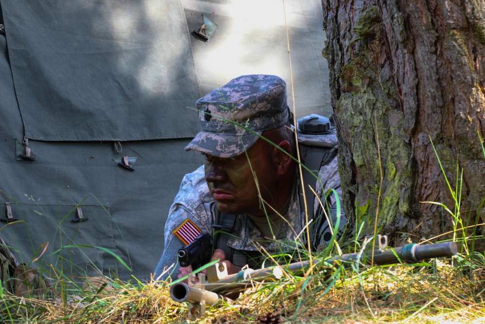 Military police react to simulated ambush