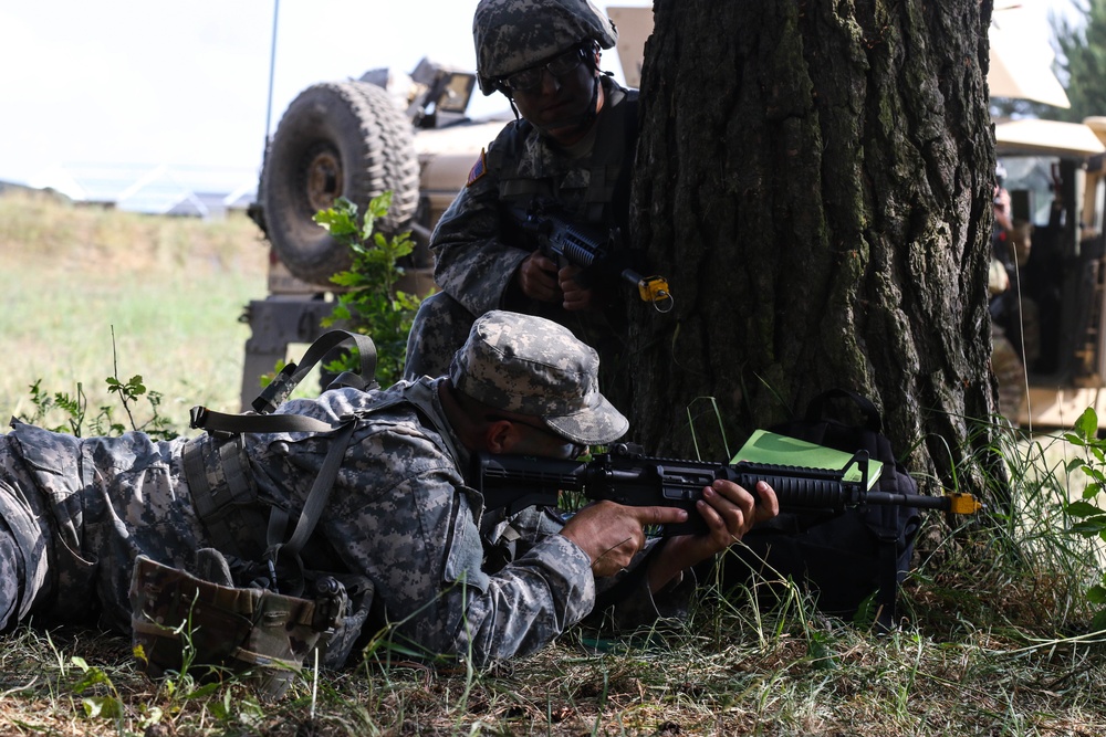 Military police react to simulated ambush