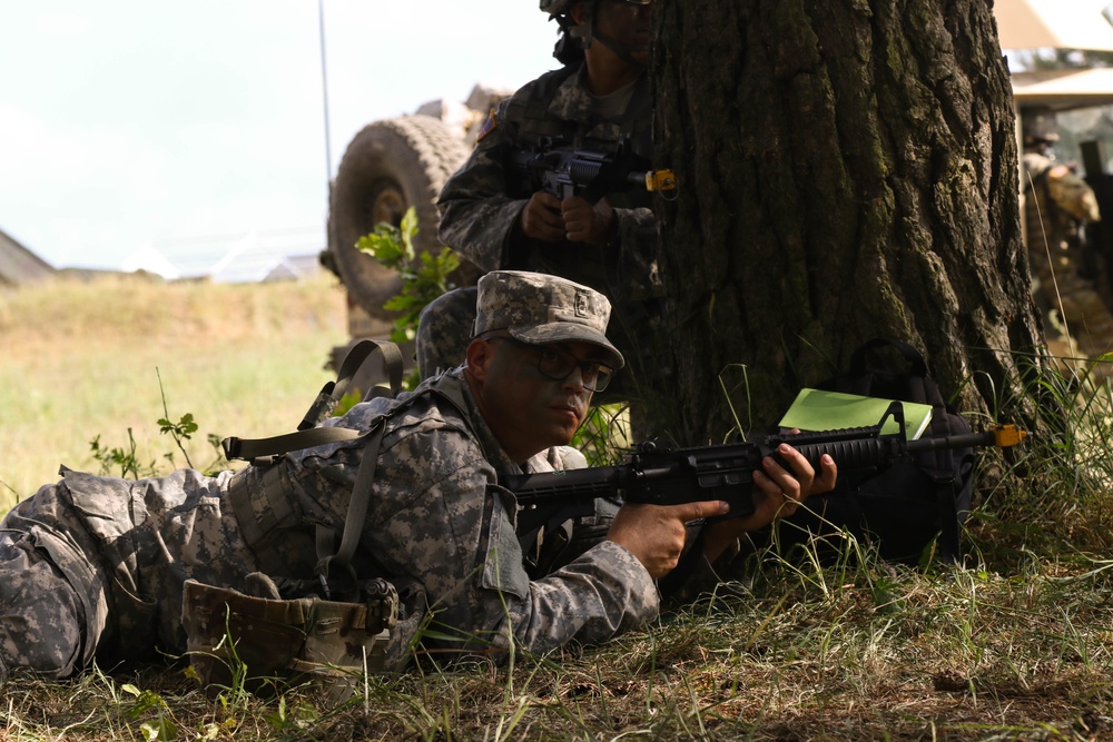 Military police react to simulated ambush