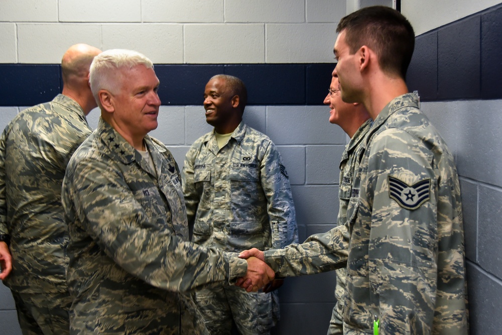 Lieutenant Gen. Rice and Command Chief Anderson visit Battle Creek Air National Guard.