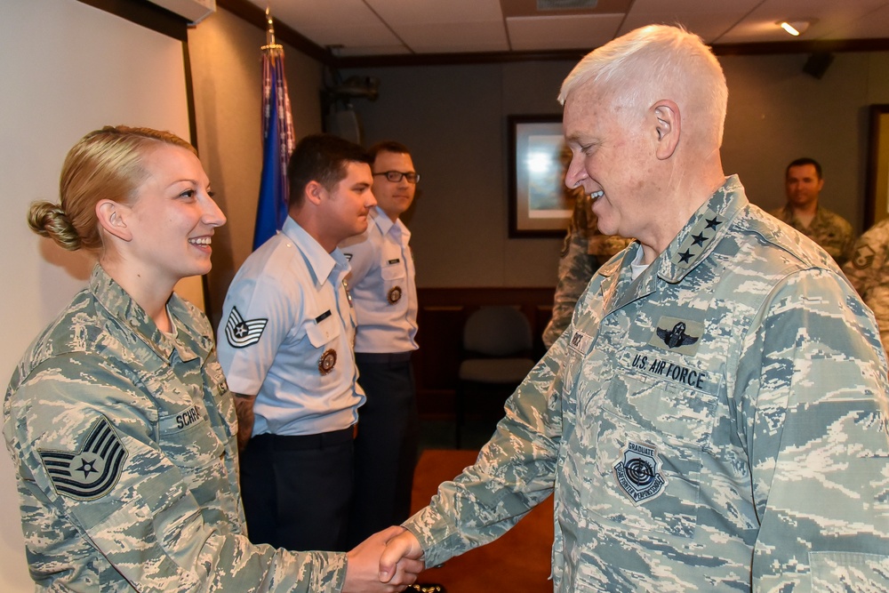 Lieutenant Gen. Rice and Command Chief Anderson visit Battle Creek Air National Guard.