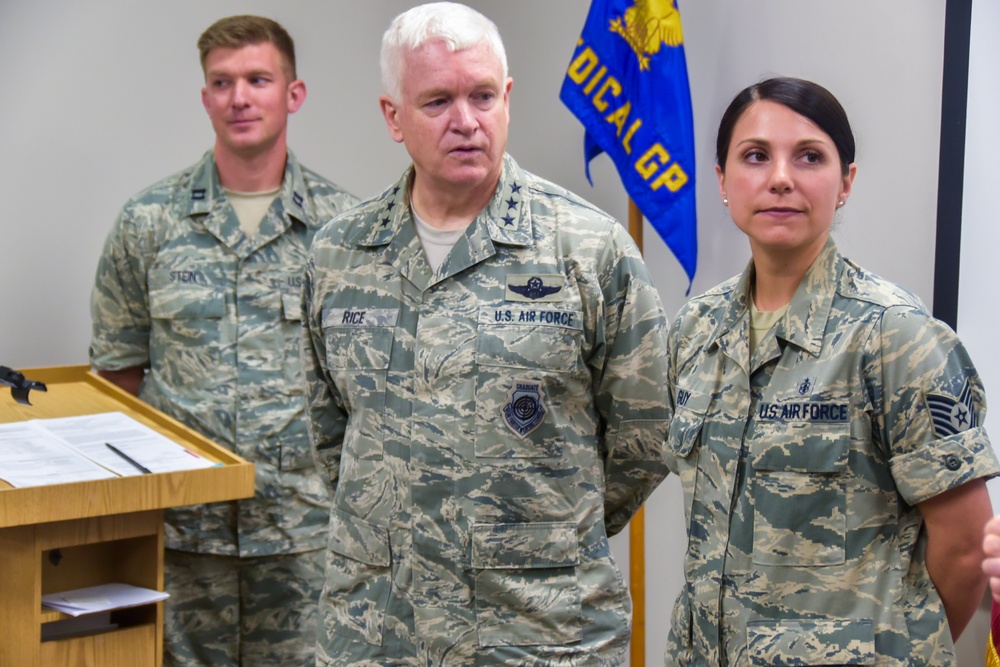 Lieutenant Gen. Rice and Command Chief Anderson visit Battle Creek Air National Guard.