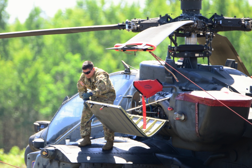 AH-64 Apache helicopter maintenance during Saber Strike 18