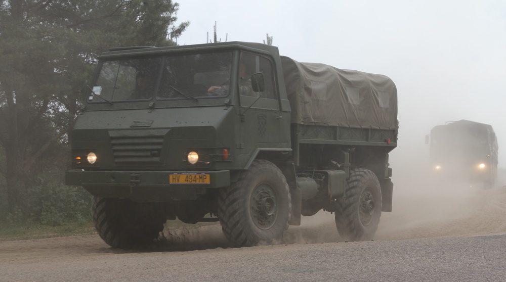 A Croatian military transport truck begins convoy operations during Bull Run 5.5,
