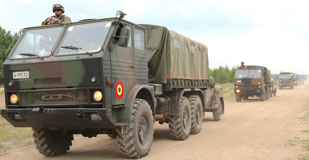 Romanian soldiers participate in vehicle movements during Bull Run 5.5