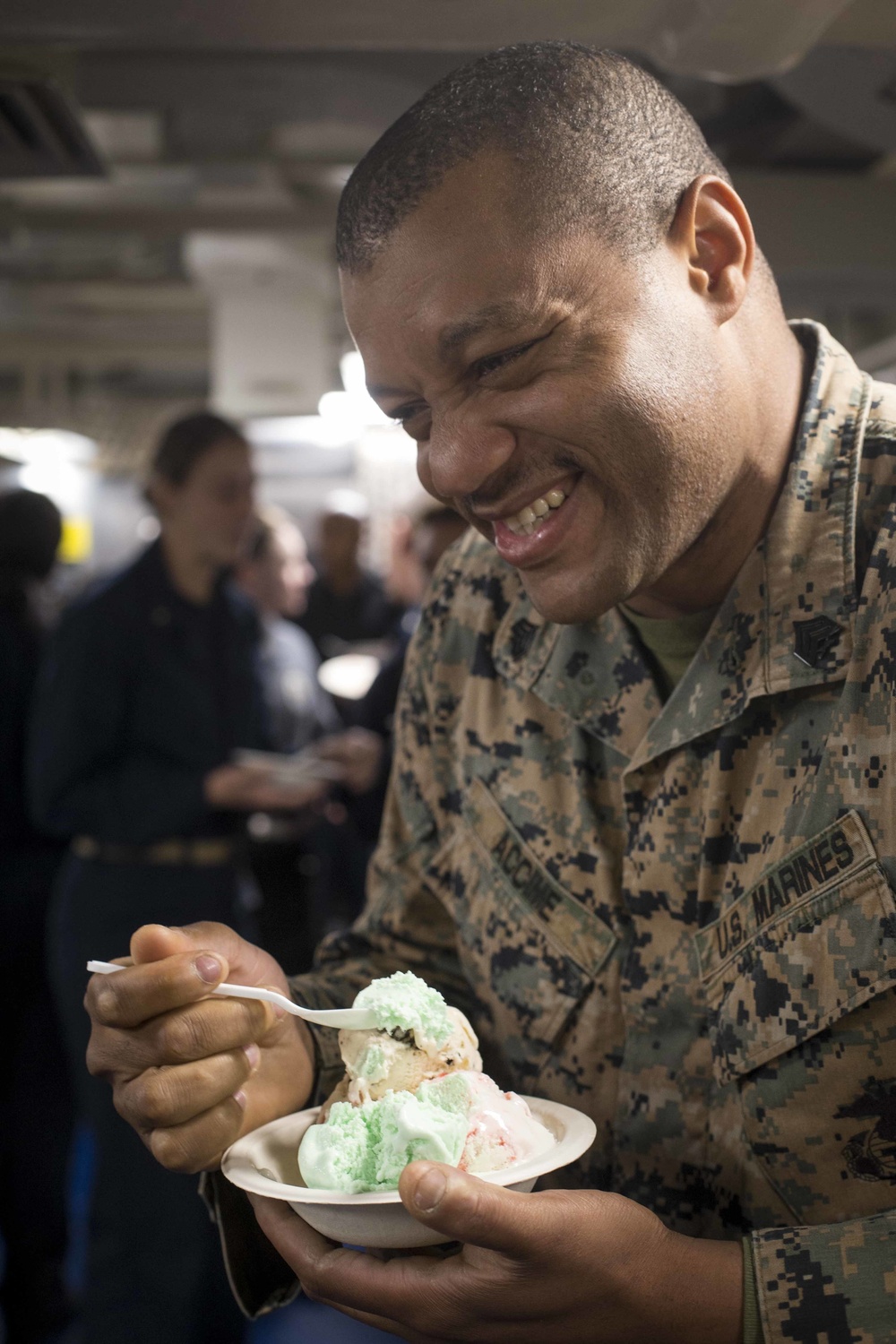 Marines and Sailors participate in karaoke and eat ice cream