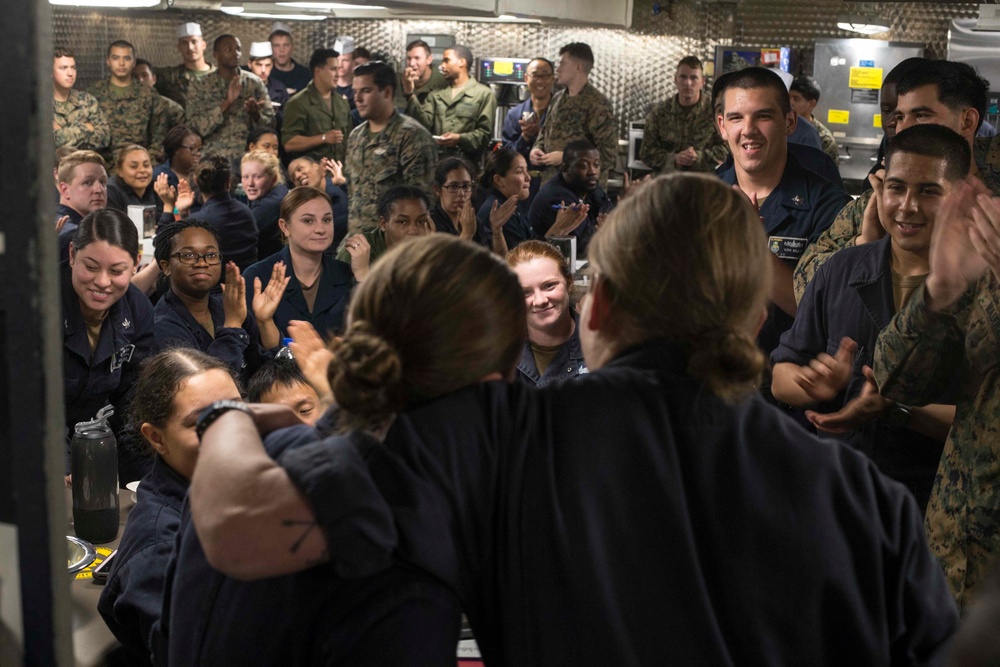 Marines and Sailors participate in karaoke and eat ice cream