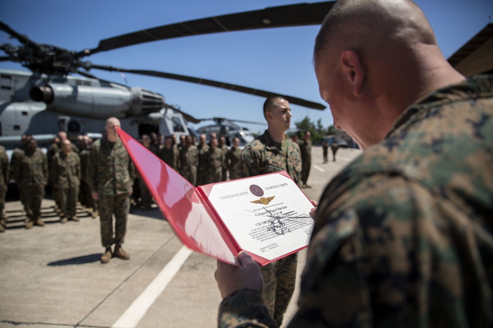 SPMAGTF-SC Marine earns aircrew wings