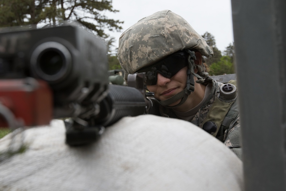 National Guard soldiers practice base defense at annual training