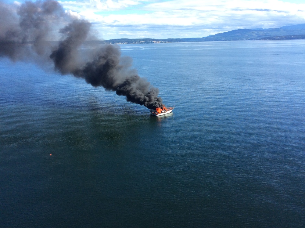 Coast Guard crews respond to boat fire north of Protection Island, Wash.