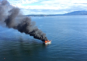 Coast Guard crews respond to boat fire north of Protection Island, Wash.
