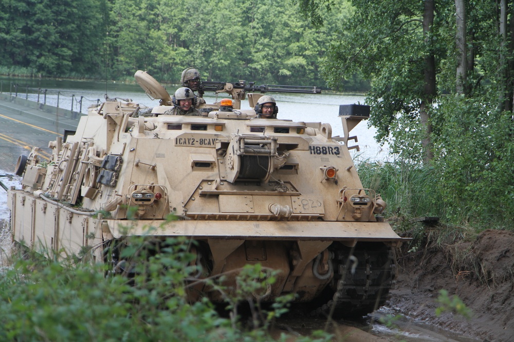 River crossing by U.S. and Polish vehicles