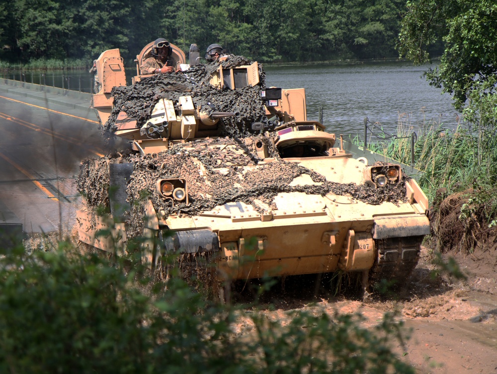 River crossing by U.S. and Polish vehicles